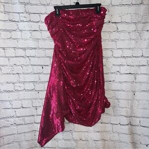 Cider NWT Sequin Mini Dress Strapless with Ruching Size XL